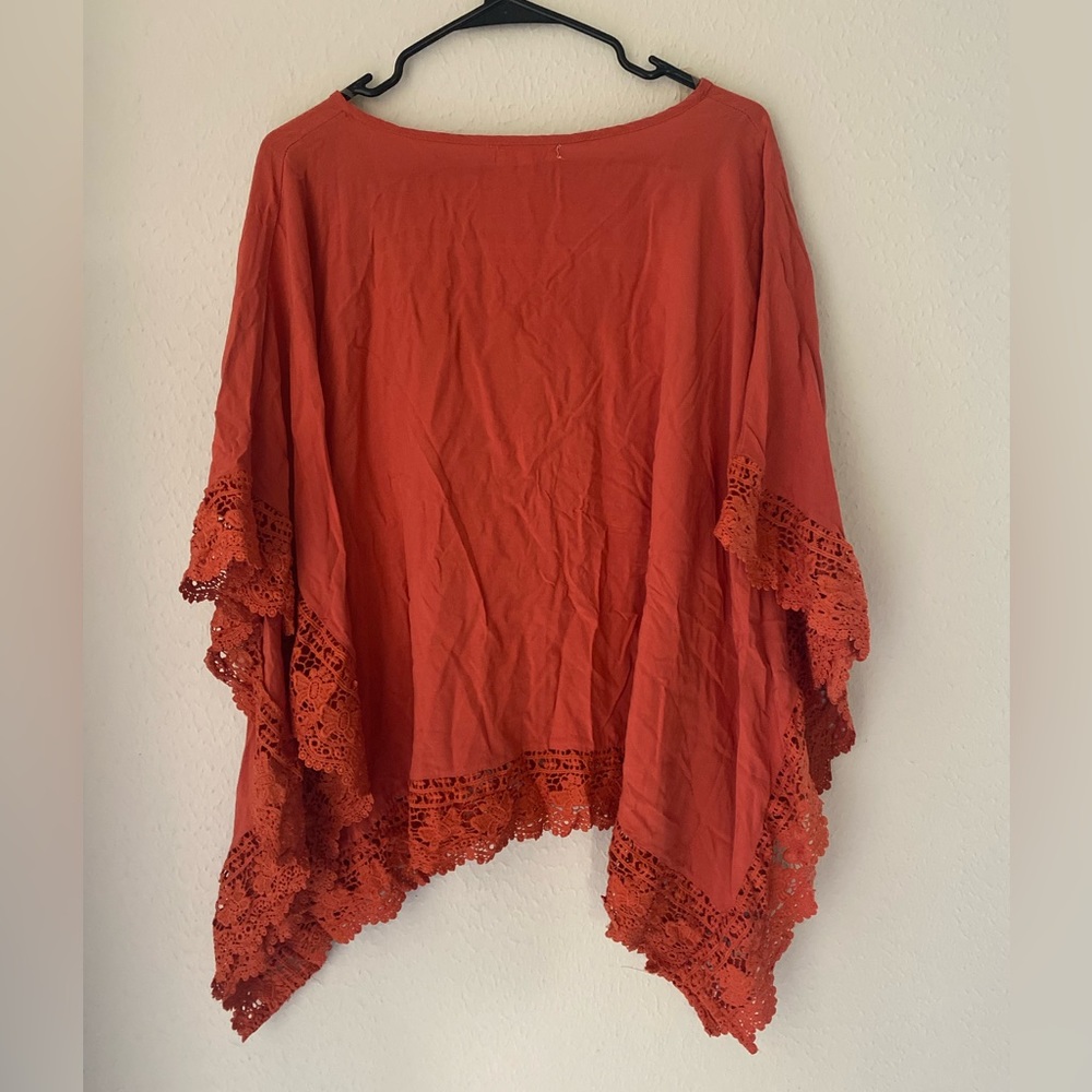 COC Orange / Rust Color Shawl / Top One Size - Picture 3 of 3